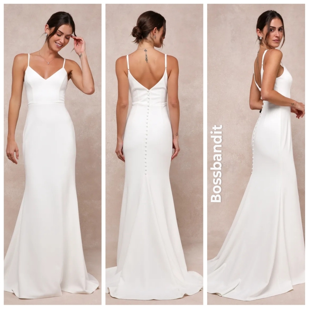 Lulus Feeling of Forever White Sleeveless Mermaid Maxi Dress | Size S | NWT